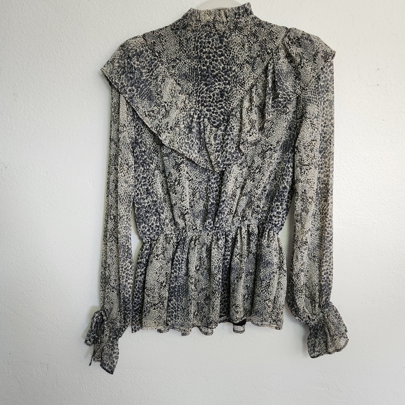 Walter Baker Grey Chiffon Snake Blouse - Picture 2 of 5
